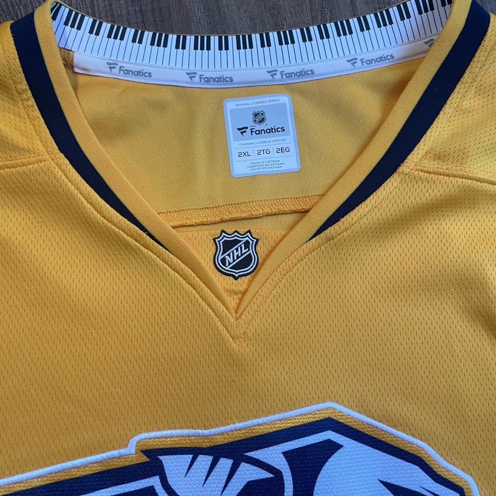 Fanatics Nashville Predators NHL Hockey Jersey Mens 2XL Gold Navy Blue - Picture 2 of 8